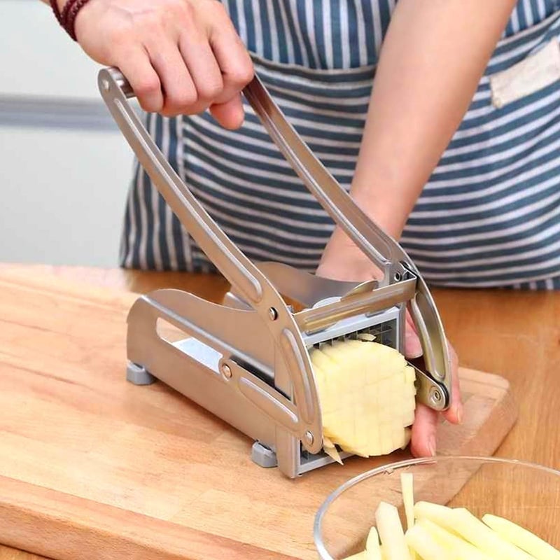 GOTOTOP French Fry Cutter Stainless Steel Vegetable Dicer Potato Slicer French Fries Grater Potato Chipper Chip Cutter with 2 Replacement Blades and Non-Slip Feet for Commercial Family Easy Slicer - Image 2